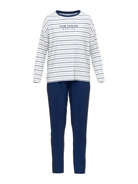 TOM TAILOR Pijama Zaria bleumarin / safir alb