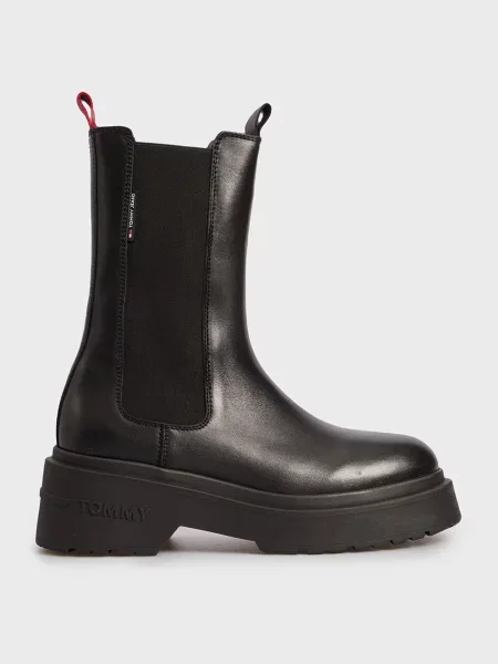 Шкіряні черевики челсі Tommy Jeans чанкі чорні