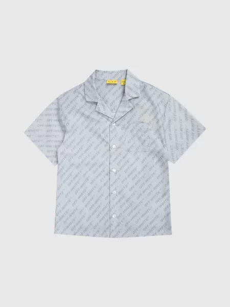 Дитяча сорочка в принт логотипа Off-white блакитна