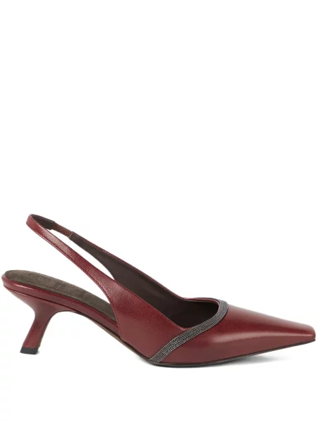 Pantofi cu toc Brunello Cucinelli slingback roșu