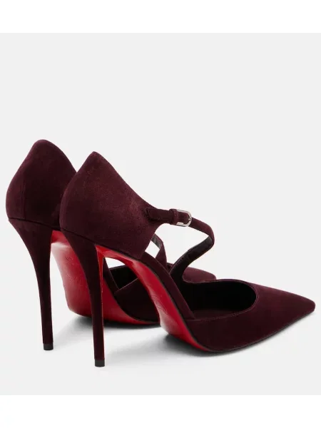 Pantofi cu toc Christian Louboutin din piele de căprioară bordo