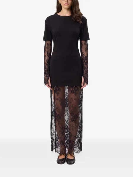 Rochie maxi Hamza din dantelă negru