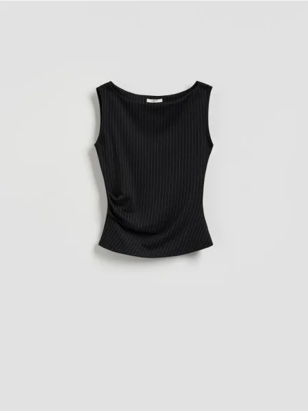 Reserved Блузка з тканини з високим вмістом темно-сірий сіра