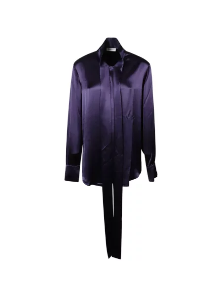 Gulerat bluză 7 For All Mankind cu funde din satin violet