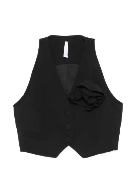 Decupat top Imperial cu model floral cu aplicații negru