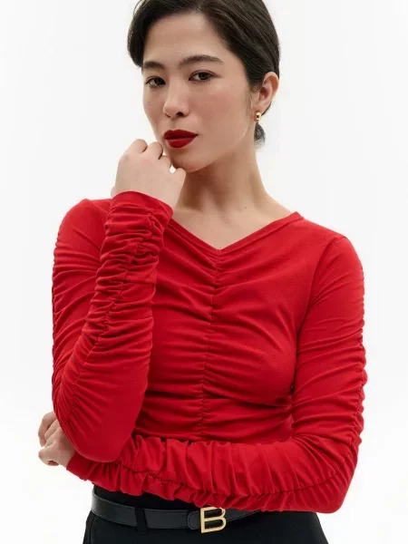 Лонгслів VMMA віскоза/поліестер червоний