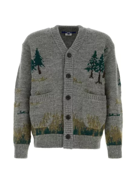 Cardigan Junya Watanabe cu broderie tricotate gri