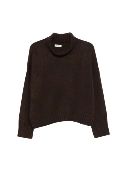 Lniany sweter z golfem Soft Goat brązowy