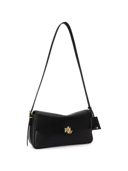 Кожена чанта Lauren Ralph Lauren с автограф черно
