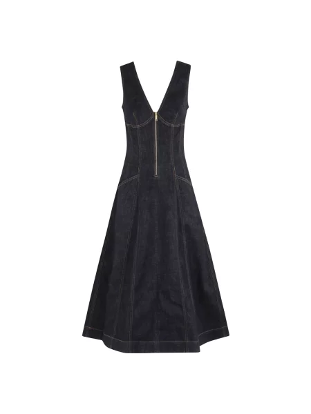 Sukienka jeansowa Self-portrait do kolan niebieska