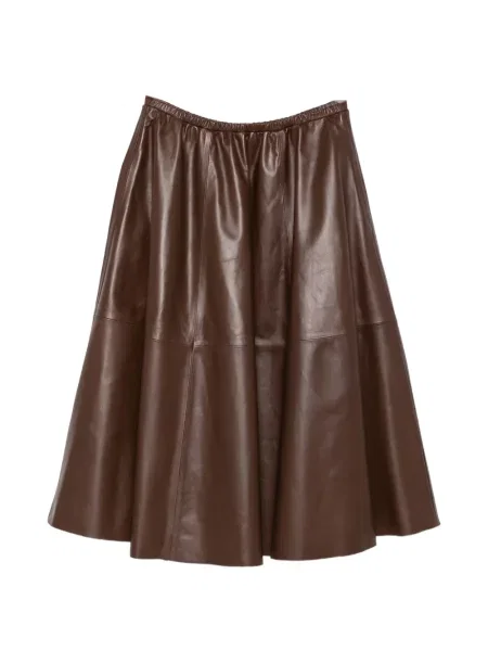Fustă din piele Alberta Ferretti maro