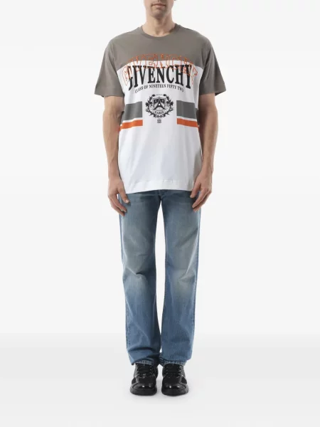 Tricou Givenchy cu dungi cu imagine alb