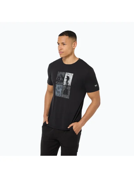 Tricou pentru bărbați super.natural Go Hiking Tee jet black/various negru