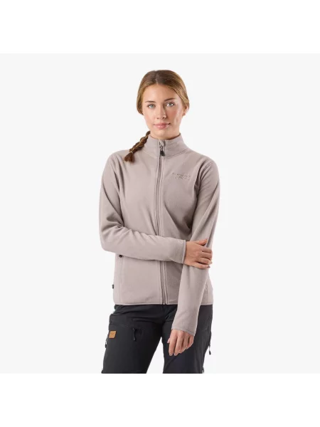 Bluza Polarowa Rozpinana Wędrówki Kobieta Stryn Elastyczny W Cztery Strony beżowa