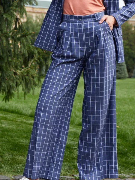 Штани палаццо LadyLike темно-синій бавовна/віскоза сині