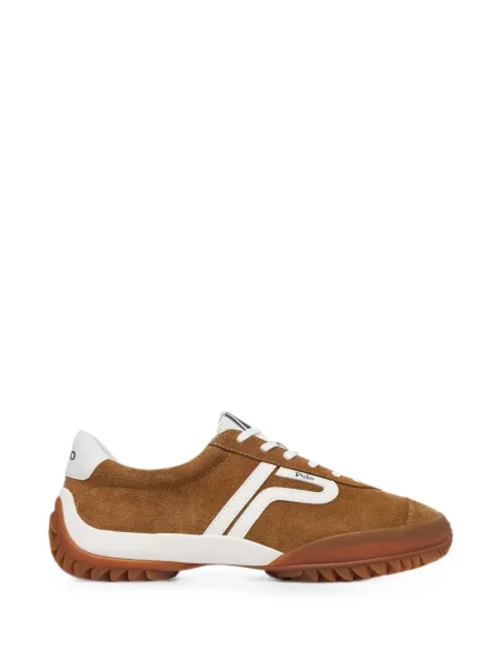 Top Polo Ralph Lauren din piele cu tepi cu model herringbone maro