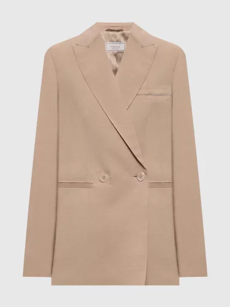 Двобортний жакет з льоном Peserico бежевий