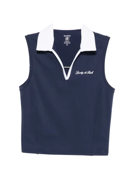 Gulerat top Sporty & Rich fără mâneci albastru