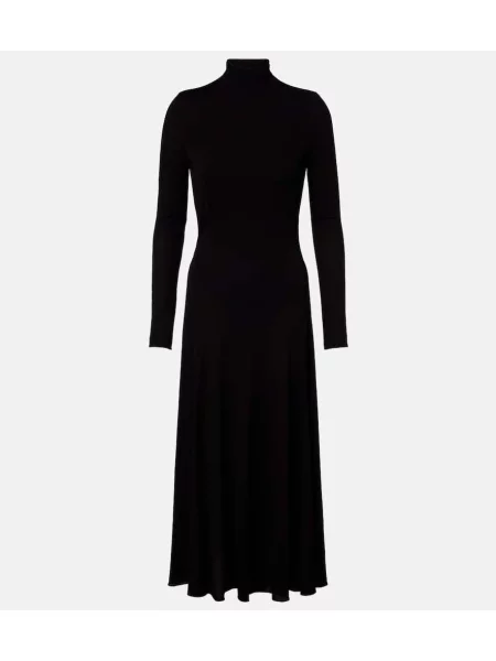 Jersey midi obleka Alaia z vzorcem srca nad koleni črna