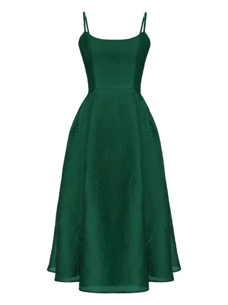 Sukienka midi Post Meridiem żakardowa do kolan z gorsetem zielona