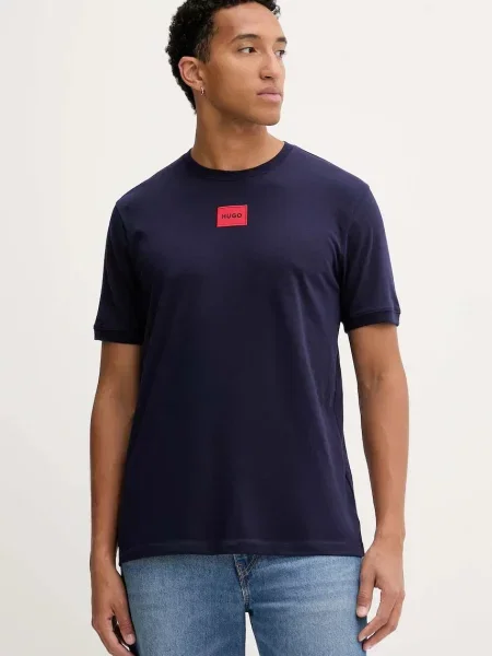 HUGO t-shirt z aplikacją granatowy