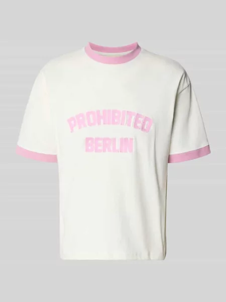 T-shirt z wyhaftowanym logo model Rush' Prohibited różowa