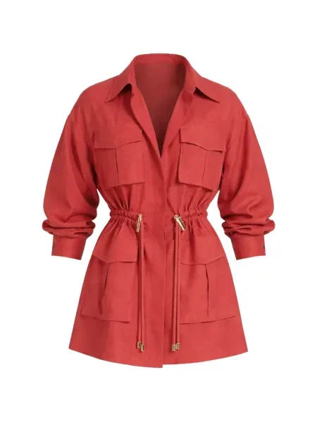 Jedwabna sznurek ściągający koszula Elie Saab czerwona