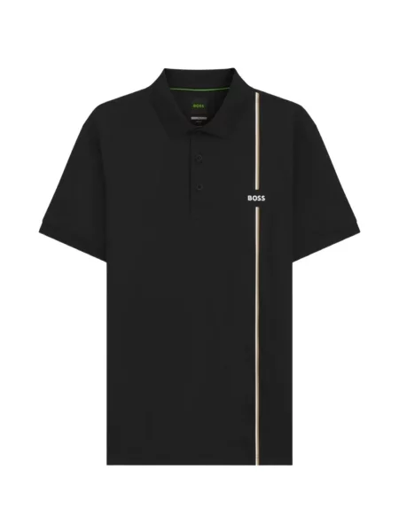Tricou polo Boss cu dungi negru