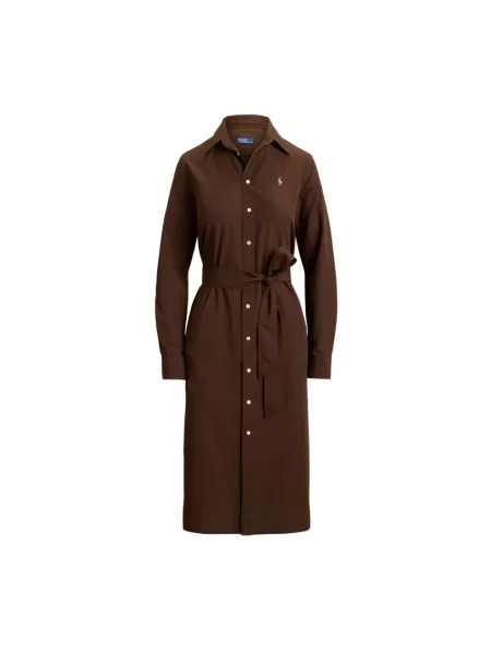 Sukienka koszulowa Polo Ralph Lauren w kratkę brązowa