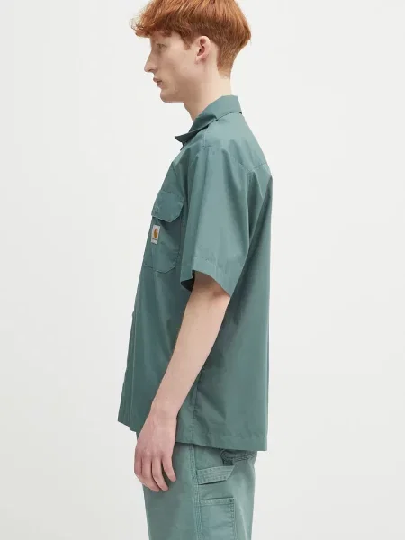 Koszula z krótkim rękawem Carhartt Wip z kołnierzem z krótkim rękawem zielona