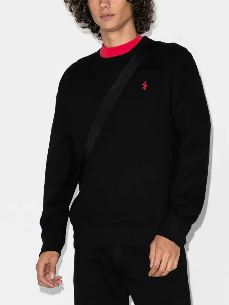 Haftowane talia spodnie Polo Ralph Lauren niebieskie