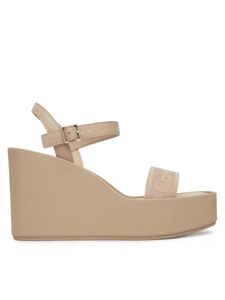 Сандали Calvin Klein Wedge 70 Sndl Webbing Lth бежов