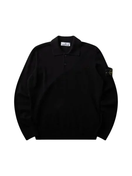 Dzianinowa koszulka Stone Island z kamieniami czarna