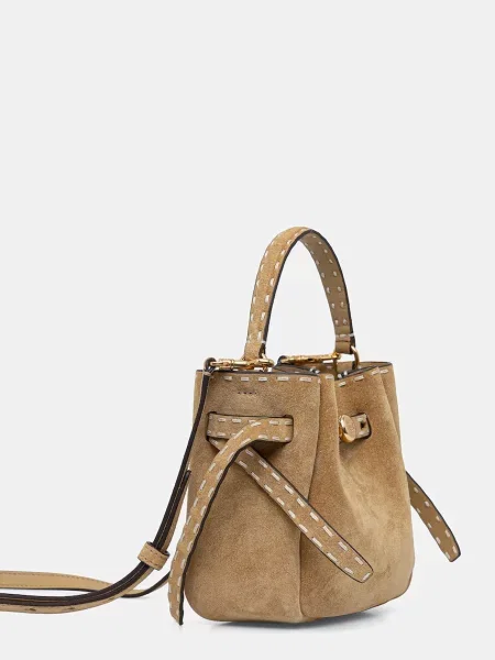 TORY BURCH Geantă tip sac Romy Mini | piele întoarsă bej