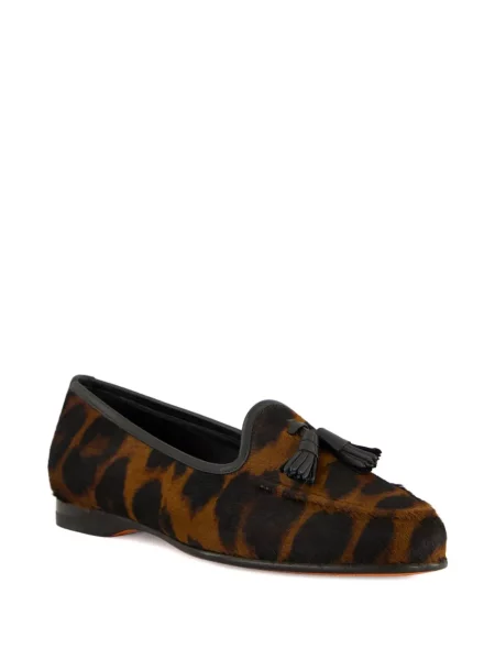 Pantofi loafer Santoni cu imagine cu model leopard maro