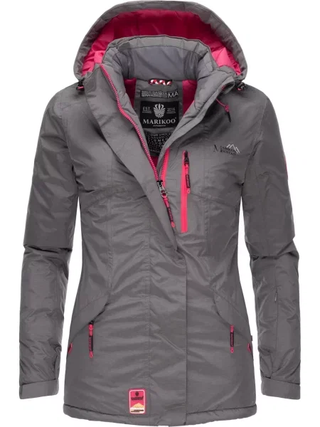 MARIKOO Funkcionalna jakna Rabeaa siva / krvavo rdeča bela