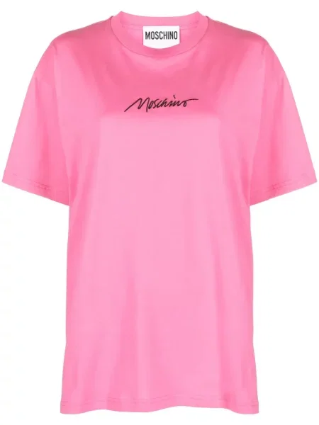 Tricou Moschino cu broderie roz