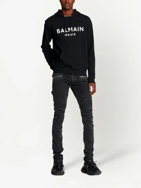 Hanorac cu glugă Balmain cu imagine negru