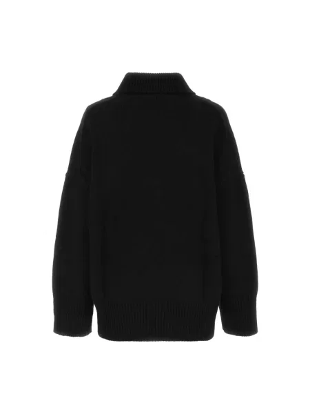 Lniany sweter z golfem Chloe czarny