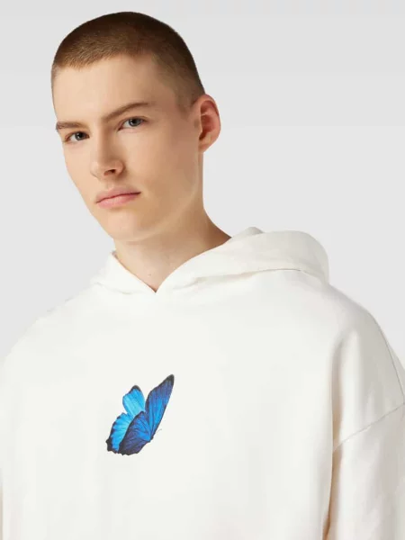 Bluza z kapturem i nadrukiem z motywem model ‘LE PAPILLON’ Mister Tee biała