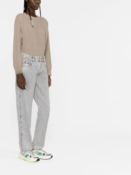 Дънки straight leg Brunello Cucinelli сиво