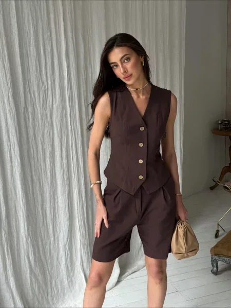 Трикотажный классический жилет Art Knit коричневый