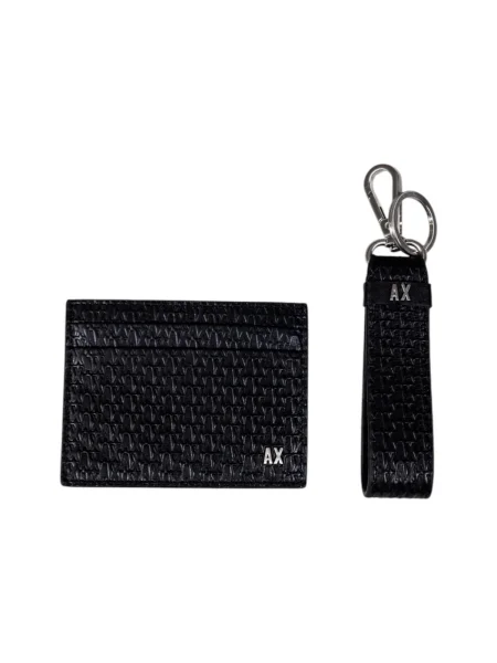 Armani Exchange bőr kártyatartó és kulcstartó fekete