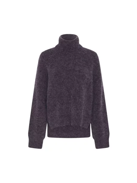 Lniany sweter z golfem Gestuz fioletowy