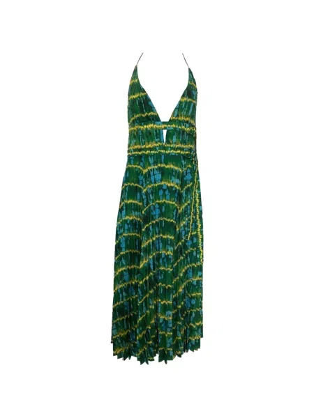 Rochie maxi Altuzarra plisată de costum verde