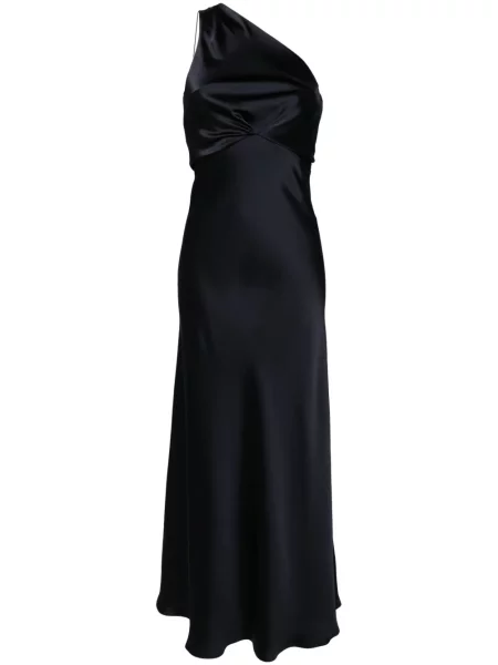 Satynowa sukienka Blanca Vita na jednym ramieniu niebieska