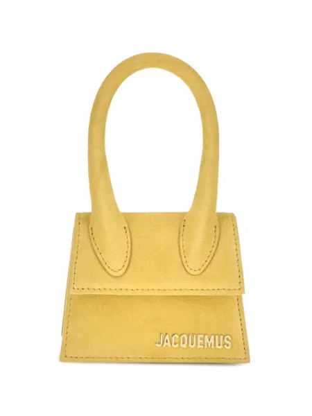 Geantă Jacquemus din piele de căprioară galben