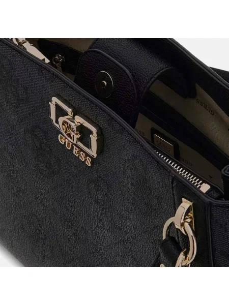 Shopper kabelka Guess s autogramom čierna