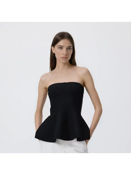 Reserved Tričko s volánkem peplum černý