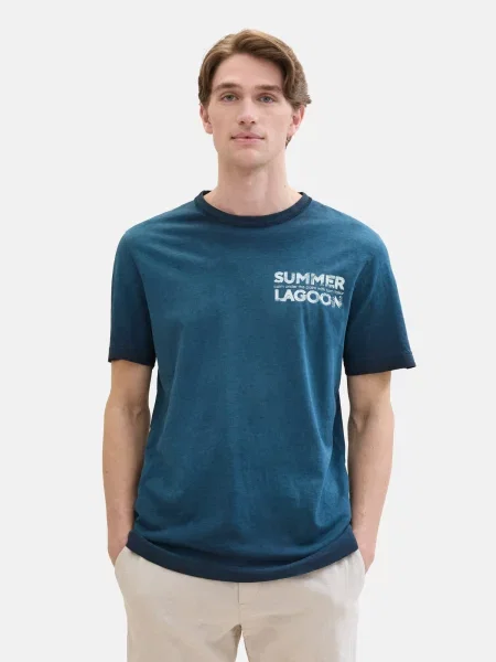TOM TAILOR Tricou verde petrol alb